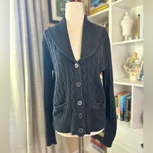 Chaps Navy Cable Knit Cardigan Sweater